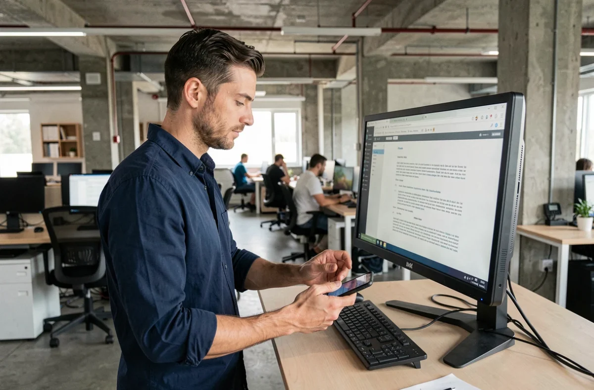 Homme consultant son CV et cherchant des opportunités de carrière sur un réseau d'emploi numérique