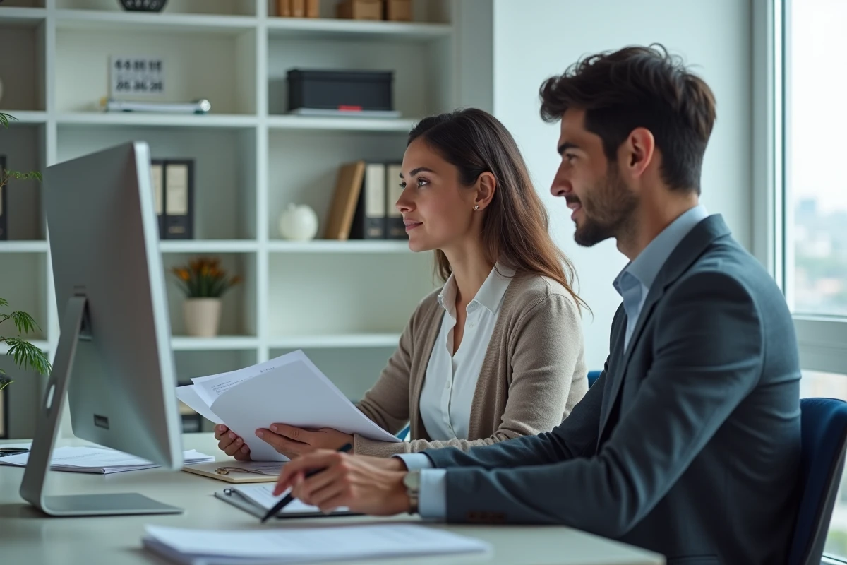 Jeune homme remplissant des formulaires en ligne au bureau